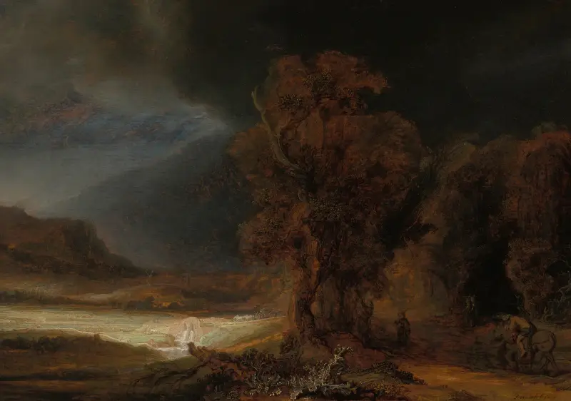 Landskap med den barmhärtige samariern av Rembrandt van Rijn