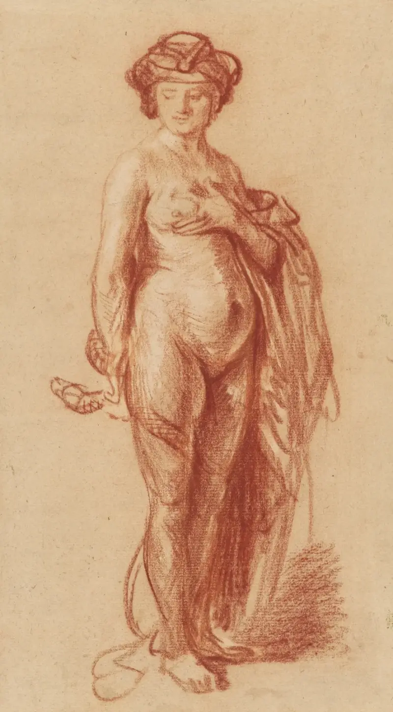 Nude Woman with a Snake av Rembrandt van Rijn