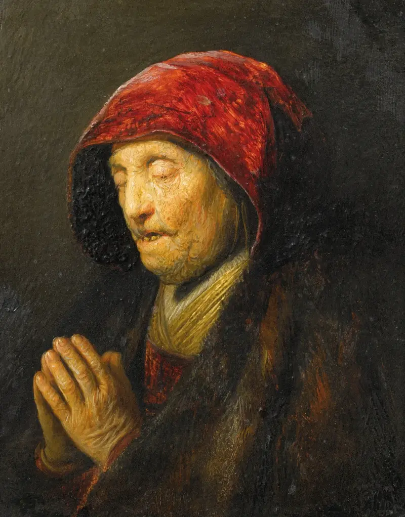 Stará žena v modlitbě, Rembrandt van Rijn