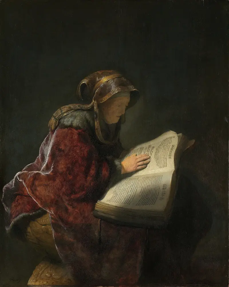 Stařenka čtoucí, Rembrandt van Rijn