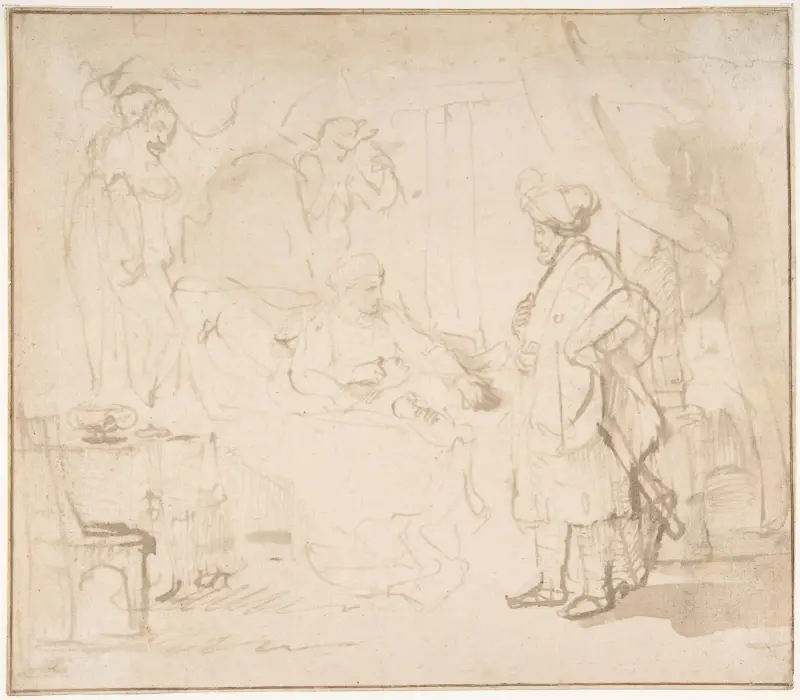 Potiphar’s Wife Accusing Joseph Before her Husband av Rembrandt van Rijn