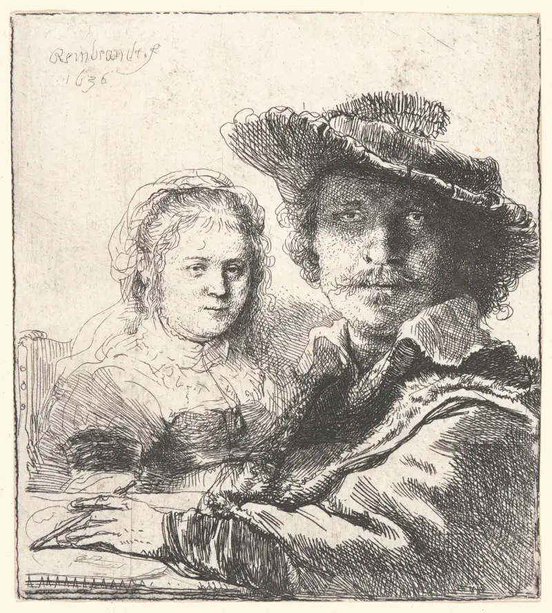 Rembrandt och hans hustru Saskia av Rembrandt van Rijn