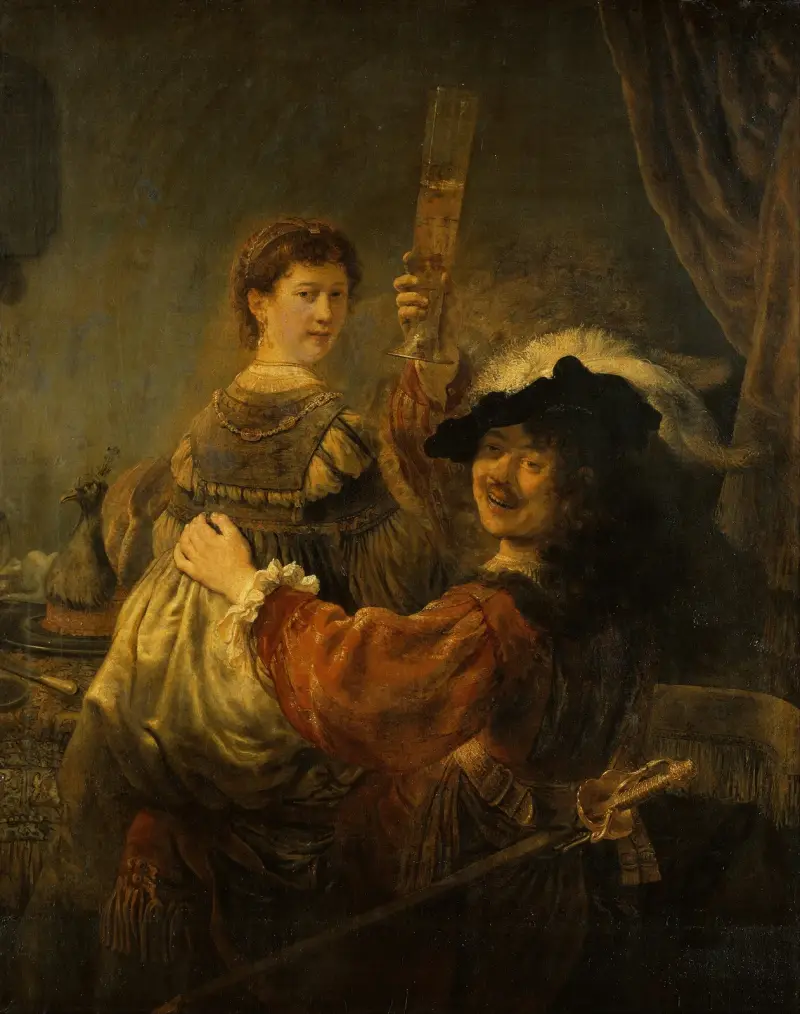 Rembrandt und Saskia in der Szene vom verlorenen Sohn von Rembrandt van Rijn