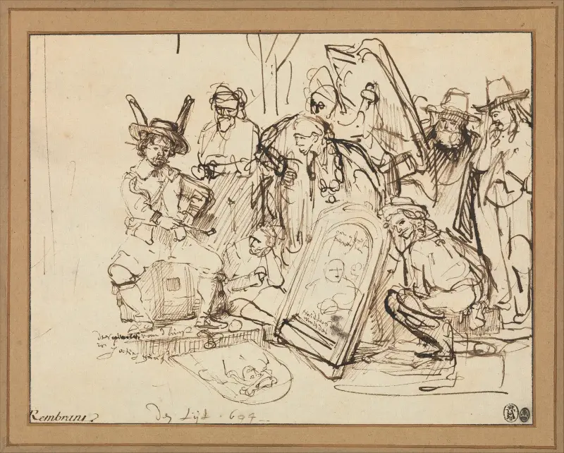 Satire on Art Criticism av Rembrandt van Rijn
