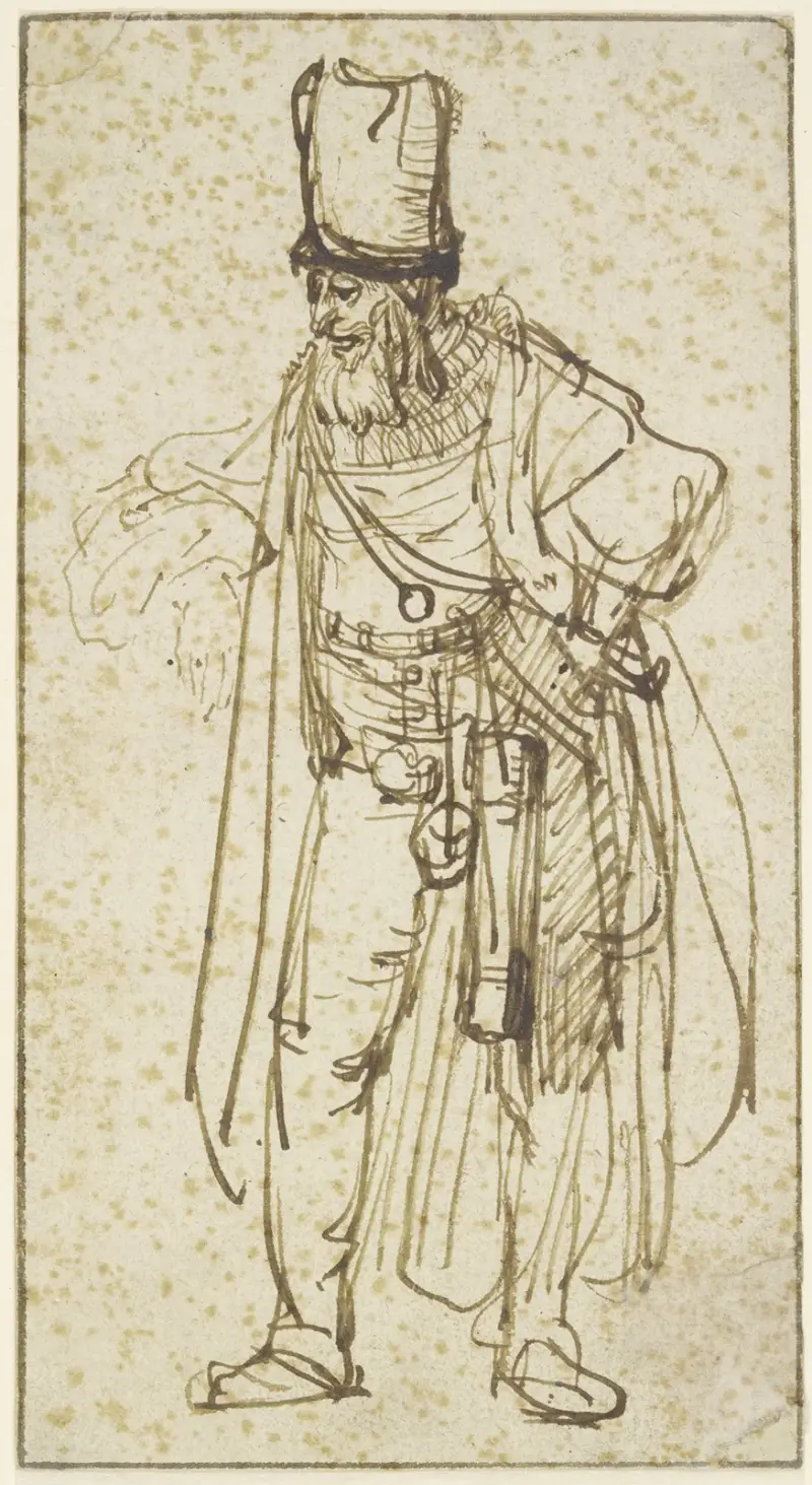 Aktor w wysokim kapeluszu, Rembrandt van Rijn