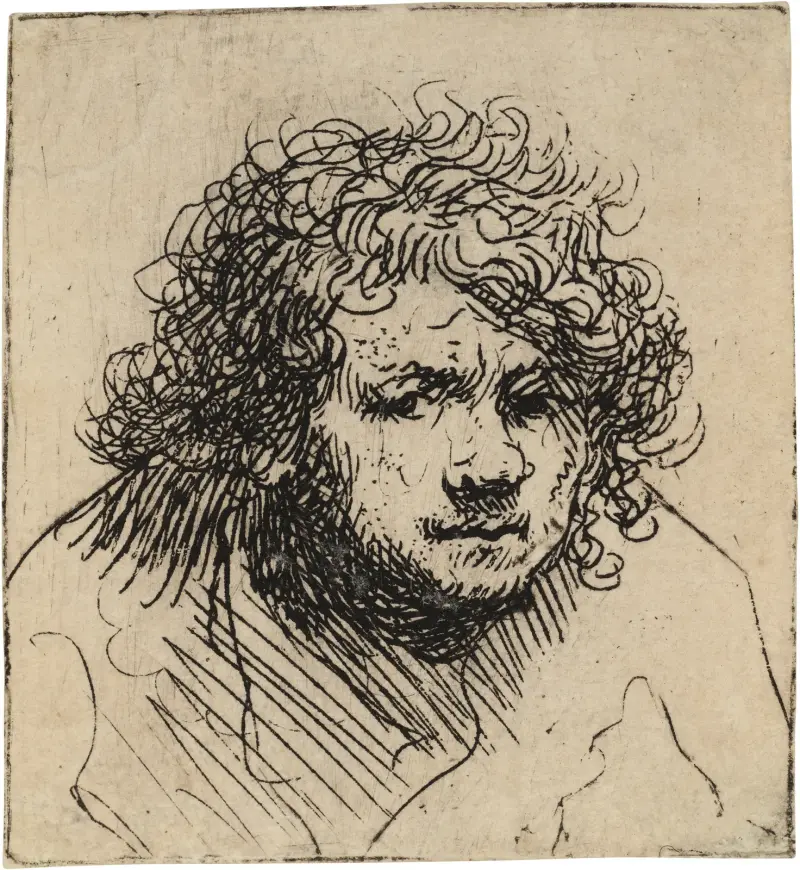 Autoportret: pochylony do przodu popiersie, Rembrandt van Rijn