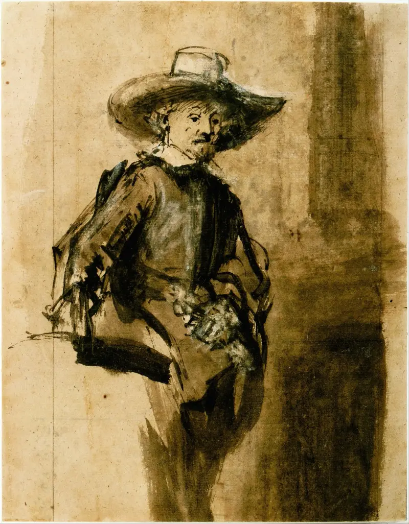 Studie för en av syndikerna, Volckert Jansz. av Rembrandt van Rijn