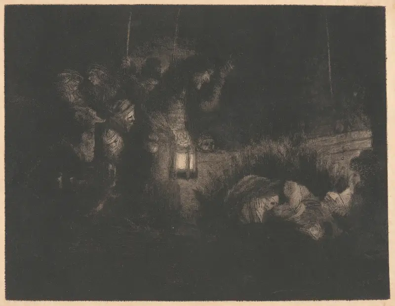 Pokłon pasterzy; scena nocna, Rembrandt van Rijn