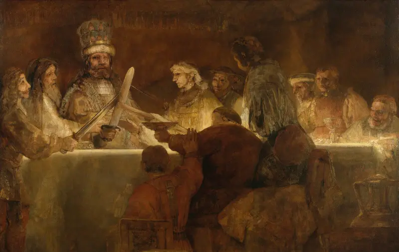 Batavarnas sammansvärjning under Claudius Civilis av Rembrandt van Rijn