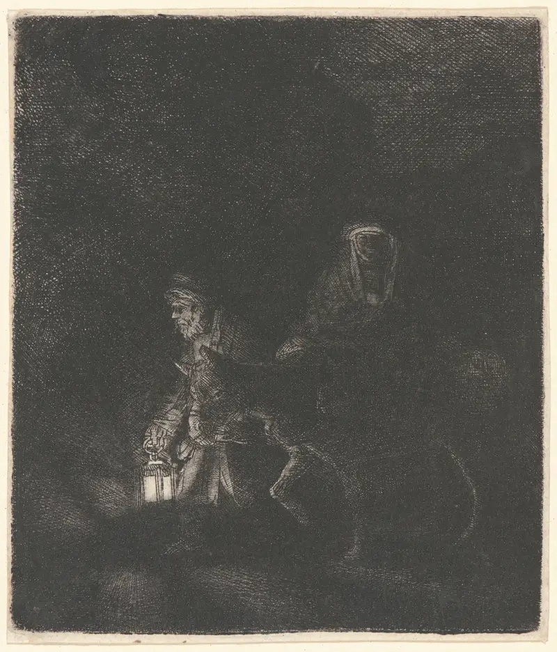 The Flight into Egypt; A Night Piece, 1651 – nr 1 av Rembrandt van Rijn