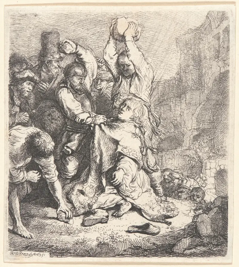 Ukaranie kamieniami św. Szczepana, Rembrandt van Rijn