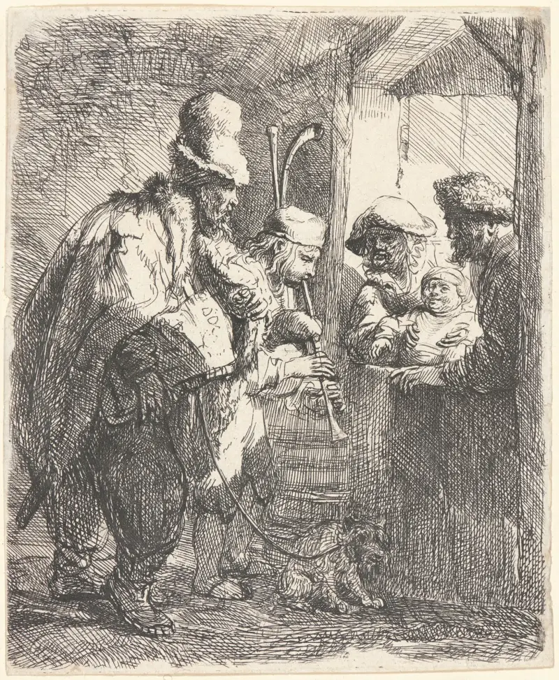 The Strolling Musicians av Rembrandt van Rijn