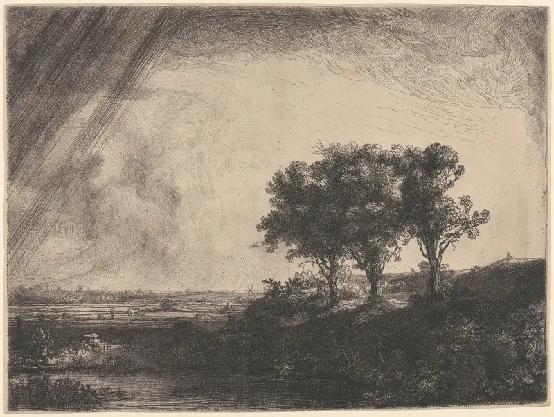 The Three Trees av Rembrandt van Rijn