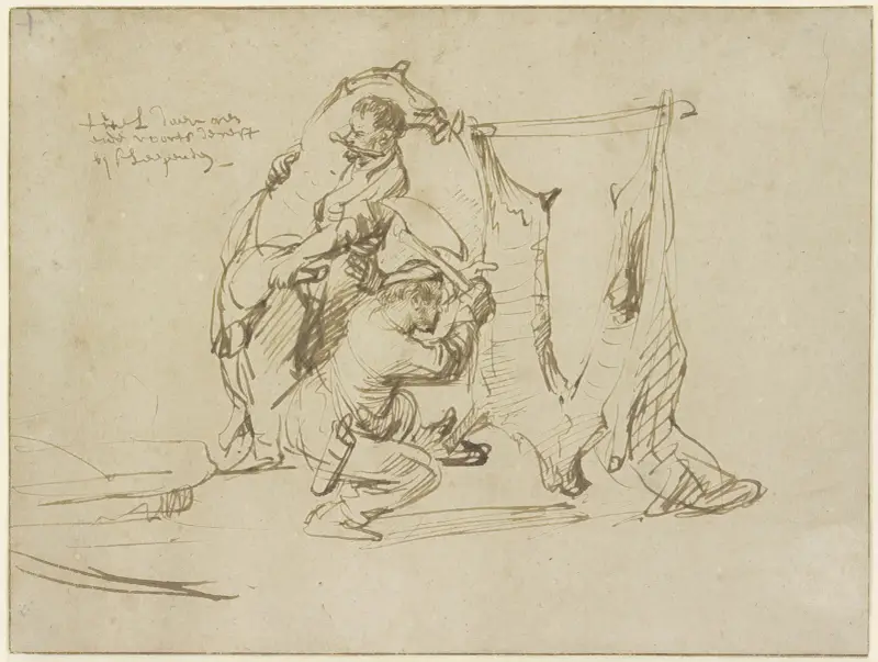 Two butchers av Rembrandt van Rijn