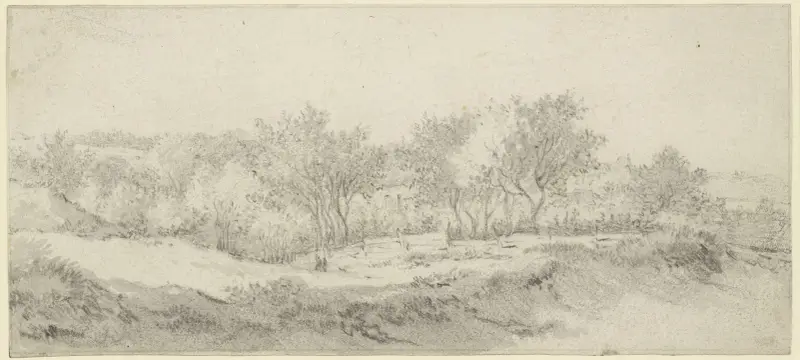 Liten del av ett träd med ett staket av Jacob van Ruisdael