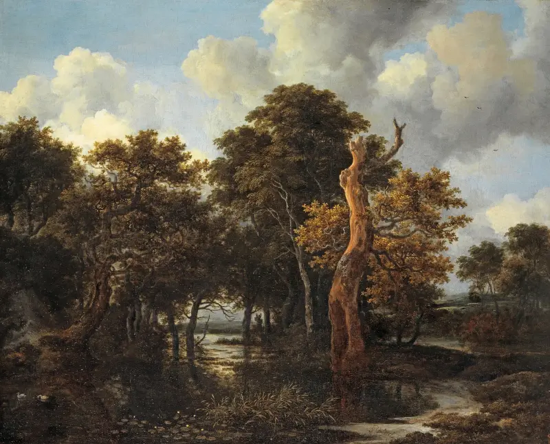 Krajobraz bagienny z martwym drzewem, Jacob van Ruisdael