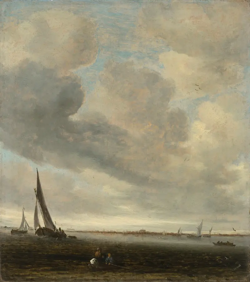Eine Flussmündung mit Haarlem in der Ferne von Salomon van Ruysdael