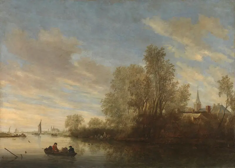 River view near Deventer av Salomon van Ruysdael