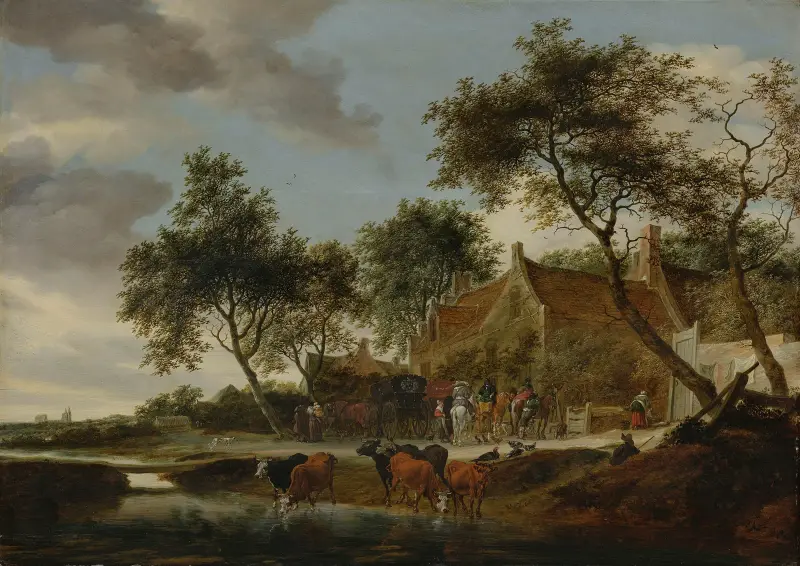 The watering place av Salomon van Ruysdael