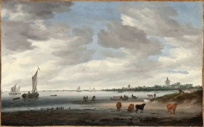 Blick auf die Lek und die Stadt Vianen von Salomon van Ruysdael
