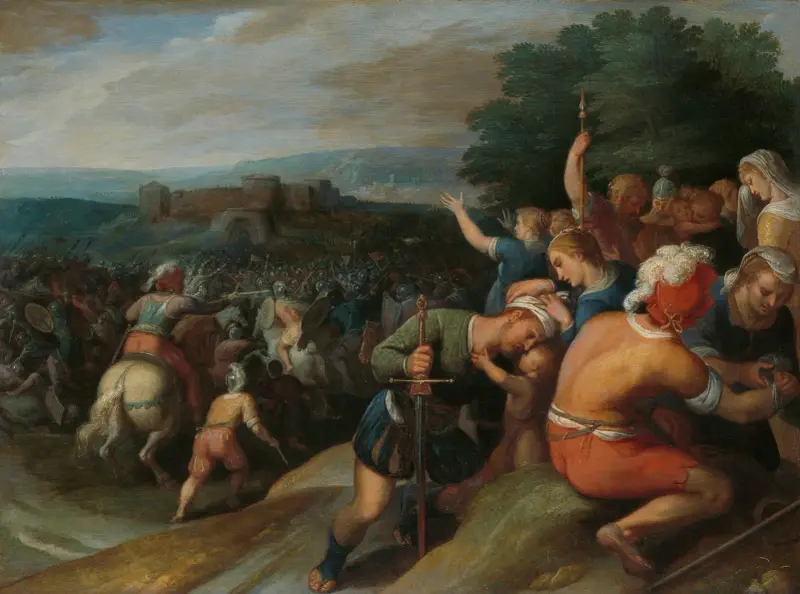 Batavierna omringar romarna vid Vetera av Otto van Veen