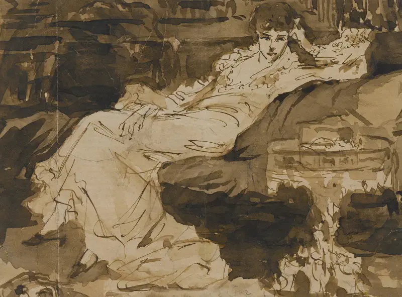 Vorstudie für das Porträt von Sarah Bernhardt von Georges Jules Victor Clairin