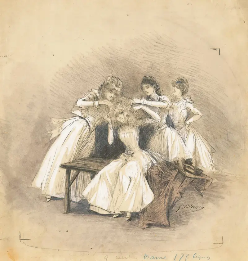 Scener ur Sarah Bernhardts liv av Georges Jules Victor Clairin