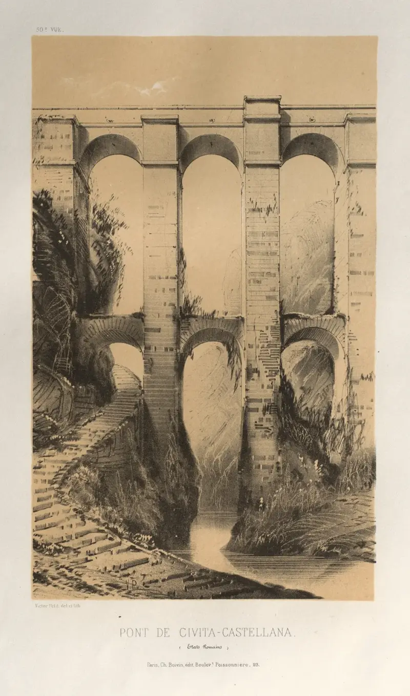 Bron vid Civita Castellana (Kyrkostaten) av Victor Petit