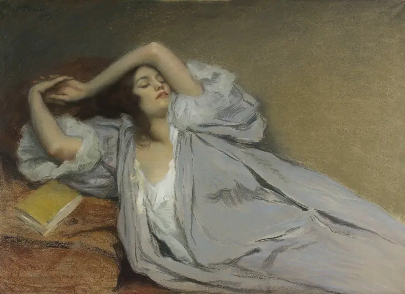 Liegende Frau auf einem Diwan von Victor Prouvé