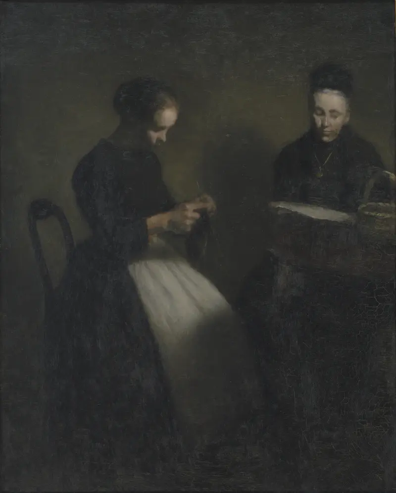 Afton i salongen. Konstnärens mor och hustru av Vilhelm Hammershøi