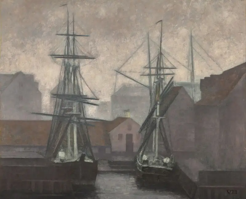 Grönländska handelsbryggan, Christianshavn, Köpenhamn av Vilhelm Hammershøi