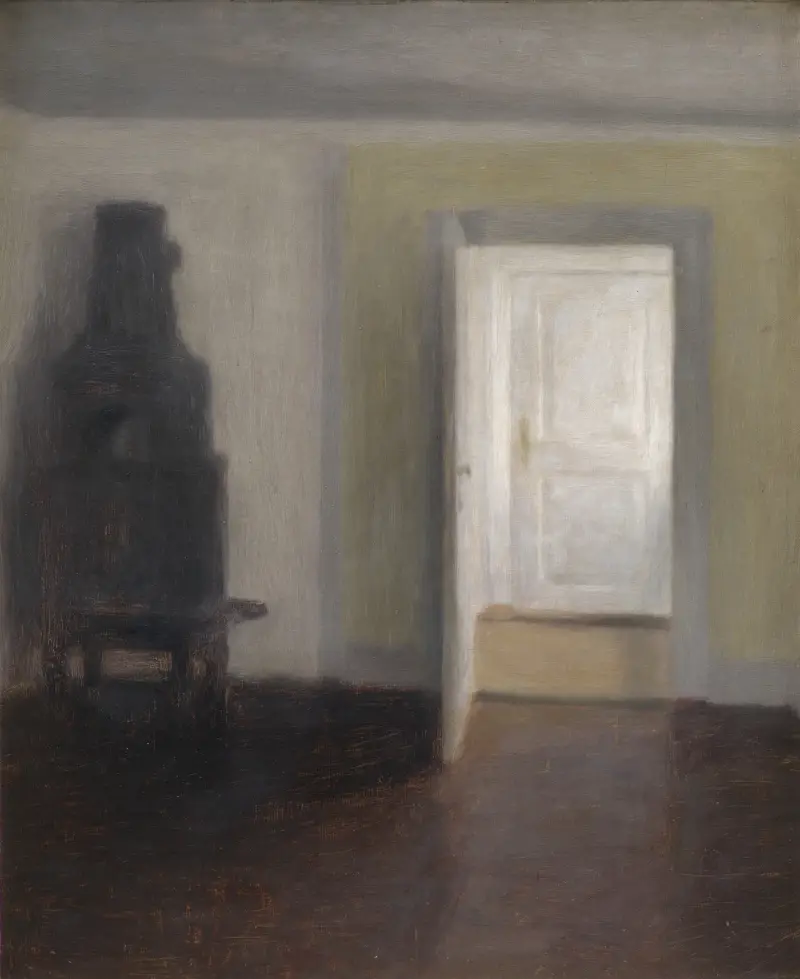 Interior. An Old Stove av Vilhelm Hammershøi
