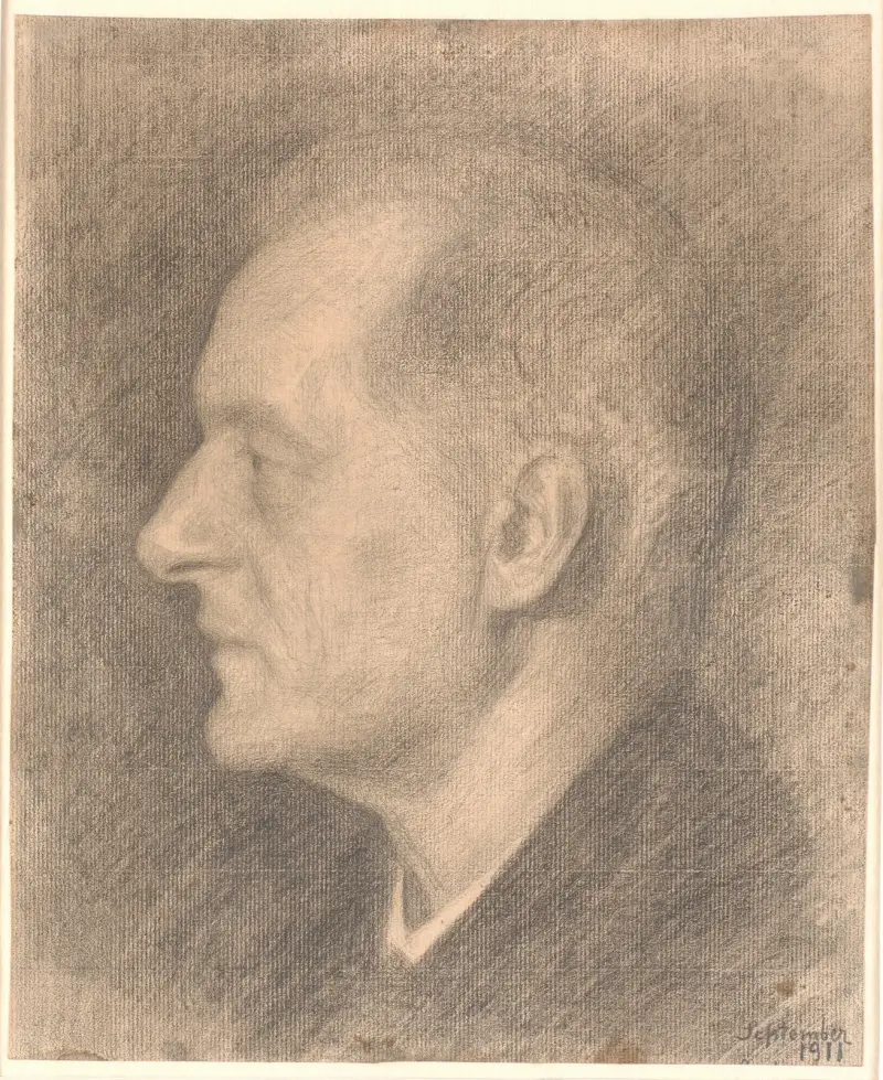 Porträtt av Alfred Bramsen, profil m.m. av Vilhelm Hammershøi