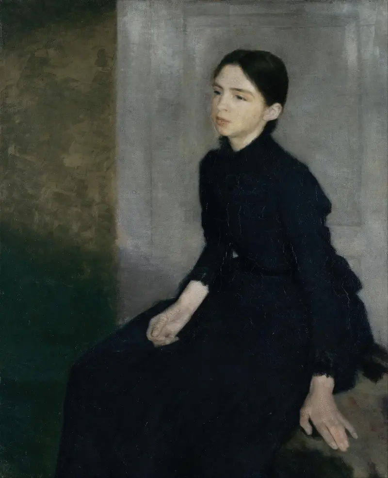 Bildnis einer jungen Frau. Die Schwester des Künstlers Anna Hammershøi von Vilhelm Hammershøi