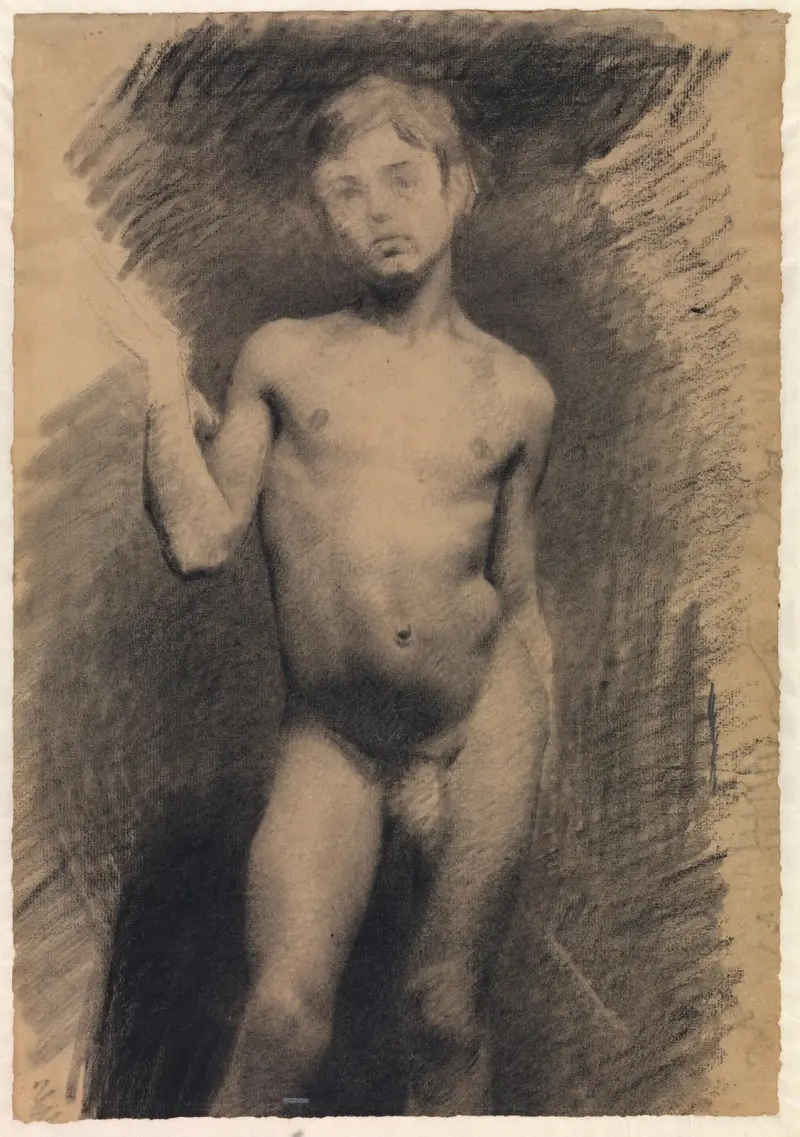 Stehender nackter Junge. Modellstudie von Vilhelm Hammershøi