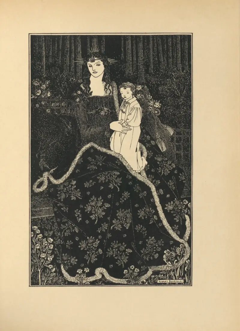 Ett julkort. Ur 'The Savoy' nr 1 av Aubrey Vincent Beardsley