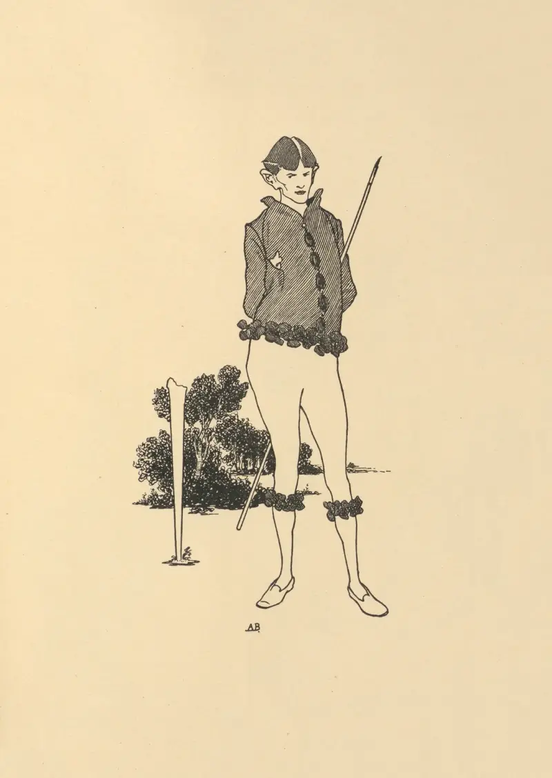 Eine Fußnote. Aus „The Savoy“ Nr. 2 von Aubrey Vincent Beardsley