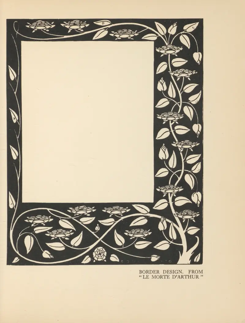 Randdekoration. Aus „Le Morte d’Arthur“ – Nr. 2 von Aubrey Vincent Beardsley