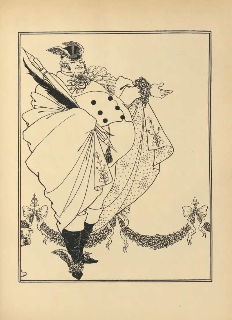 Innehållssida. Ur 'The Savoy' nr 1 av Aubrey Vincent Beardsley