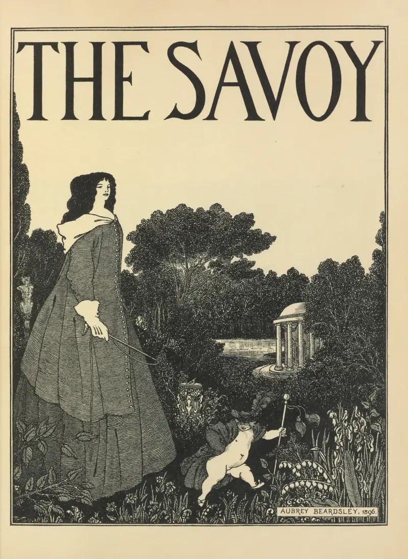 Omslagsformgivning för nr 1 av ”The Savoy” av Aubrey Vincent Beardsley