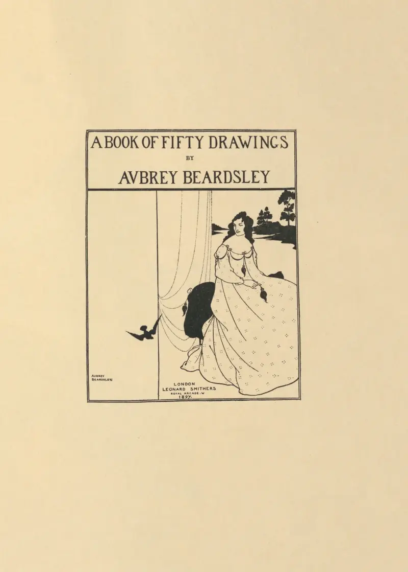 Omslagsdesign. Ur ”A Book of Fifty Drawings” av Aubrey Vincent Beardsley