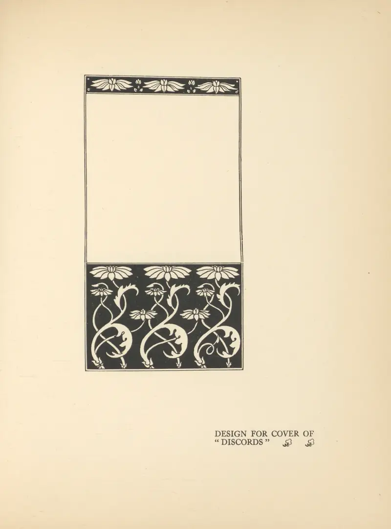 Omslagsdesign för 'Discords' av Aubrey Vincent Beardsley