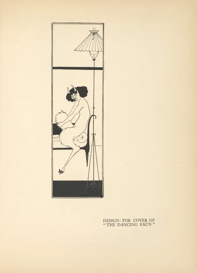 Omslagsdesign för 'The Dancing Faun' av Aubrey Vincent Beardsley