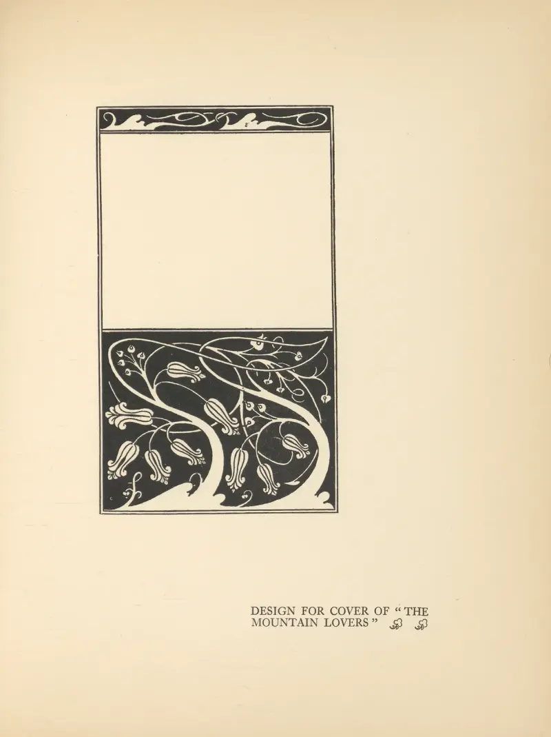 Omslagsdesign för 'The Mountain Lovers' av Aubrey Vincent Beardsley