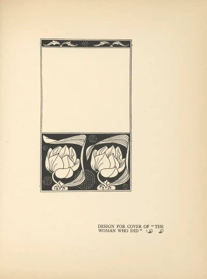 Omslagsdesign för 'The Woman Who Did' av Aubrey Vincent Beardsley
