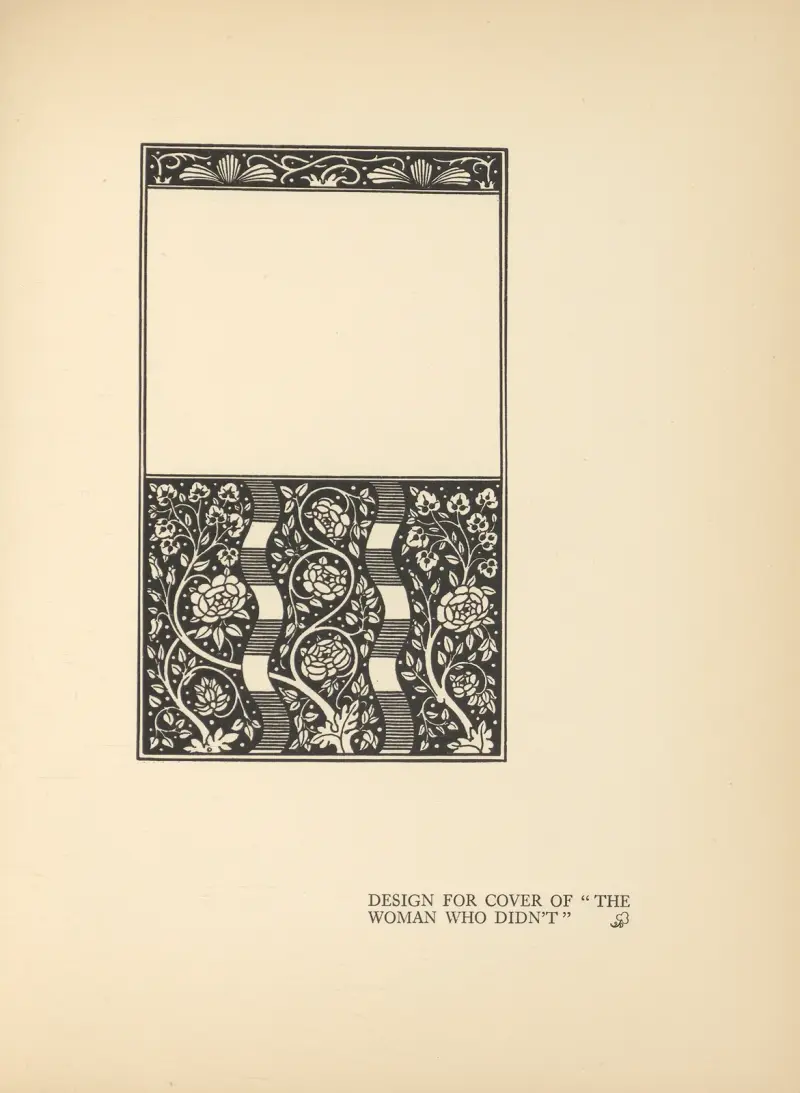 Omslagsdesign för 'The Woman Who Didn't' av Aubrey Vincent Beardsley