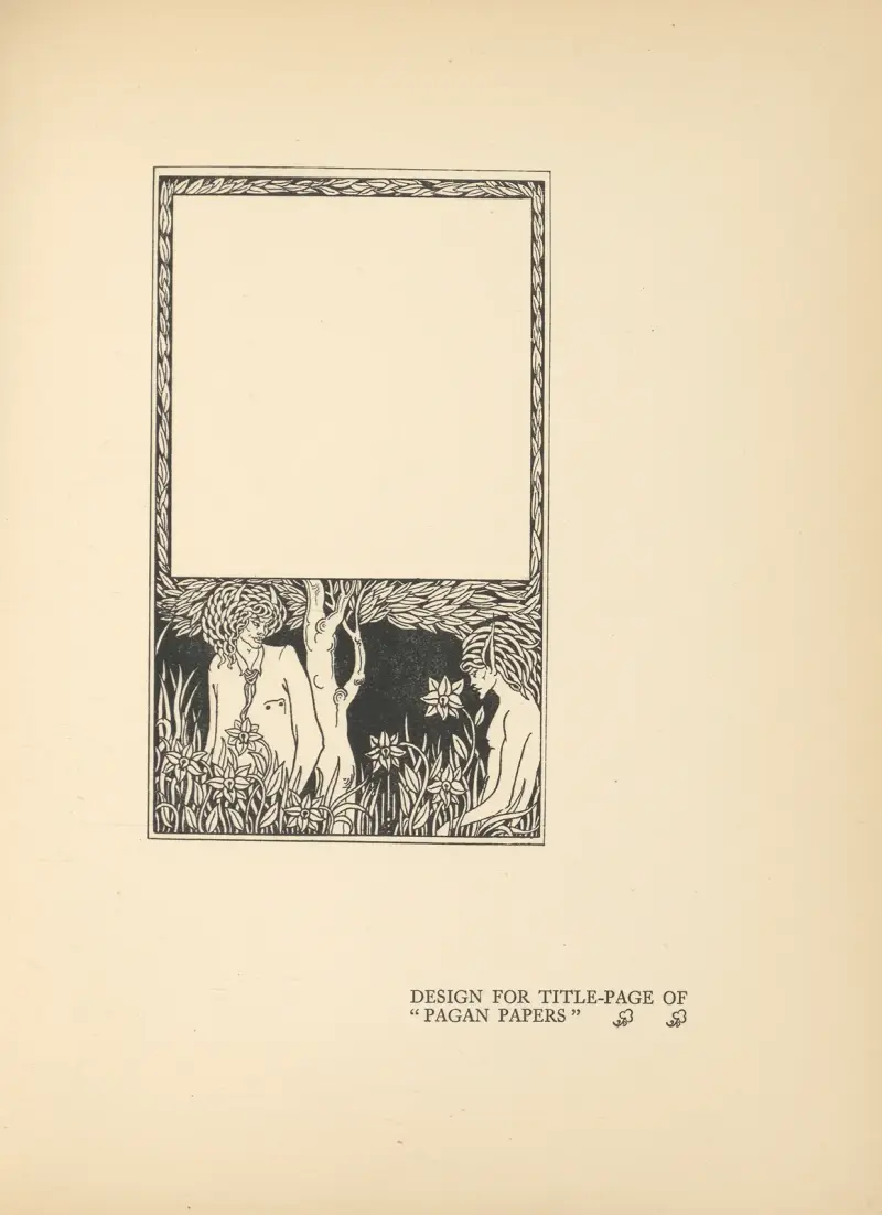 Entwurf für den Titel von ‚Pagan Papers‘ von Aubrey Vincent Beardsley