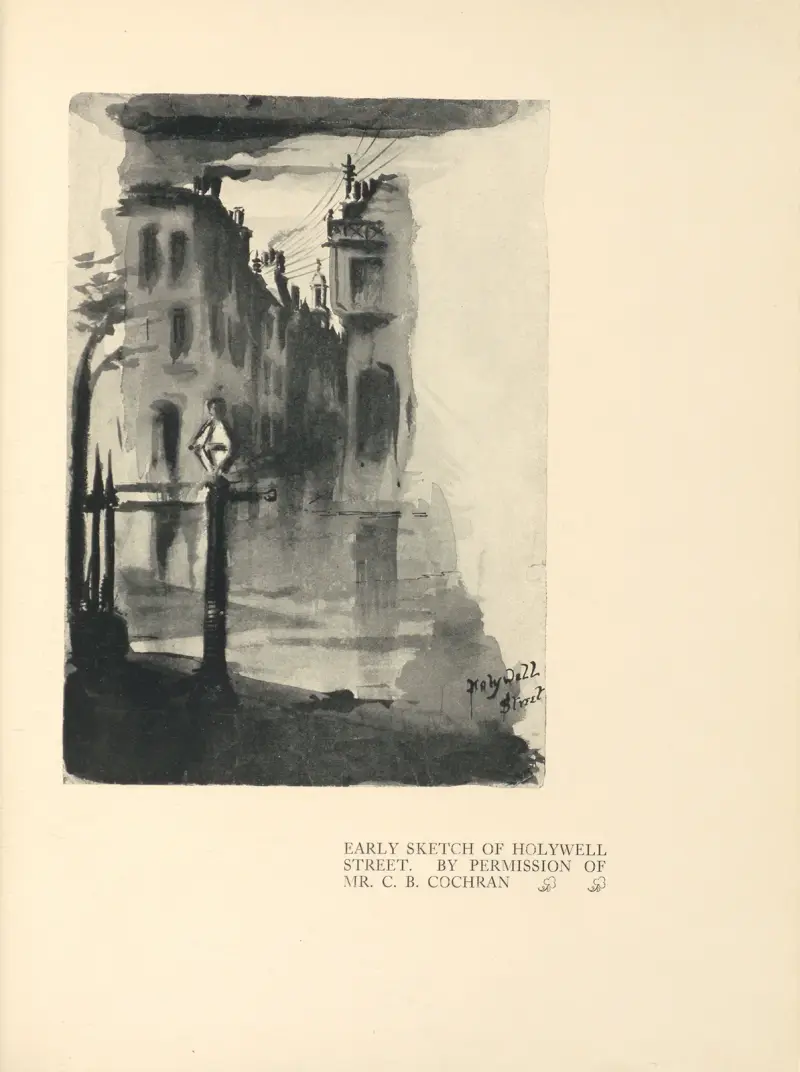 Tidig skiss av Holywell Street av Aubrey Vincent Beardsley