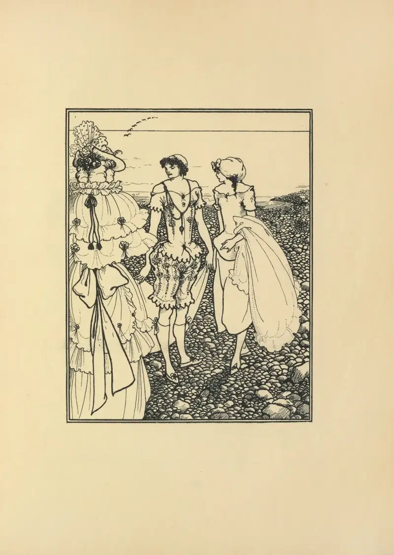 På Dieppes strand (Badarna) ur nr 1 av 'The Savoy' av Aubrey Vincent Beardsley