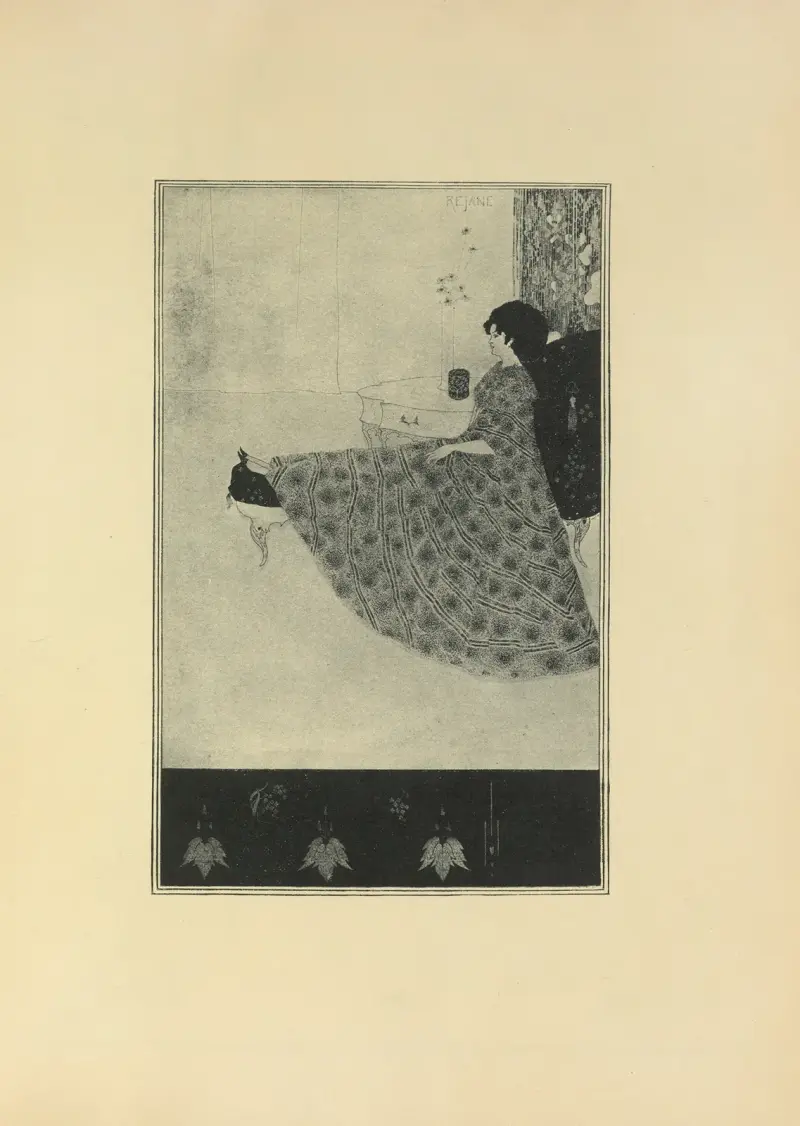 Porträtt av Madame Réjane av Aubrey Vincent Beardsley